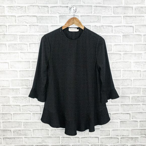 Zimmermann Women's Pleat Swing Top in Black zip Shoulder sz 2 - Picture 9 of 9